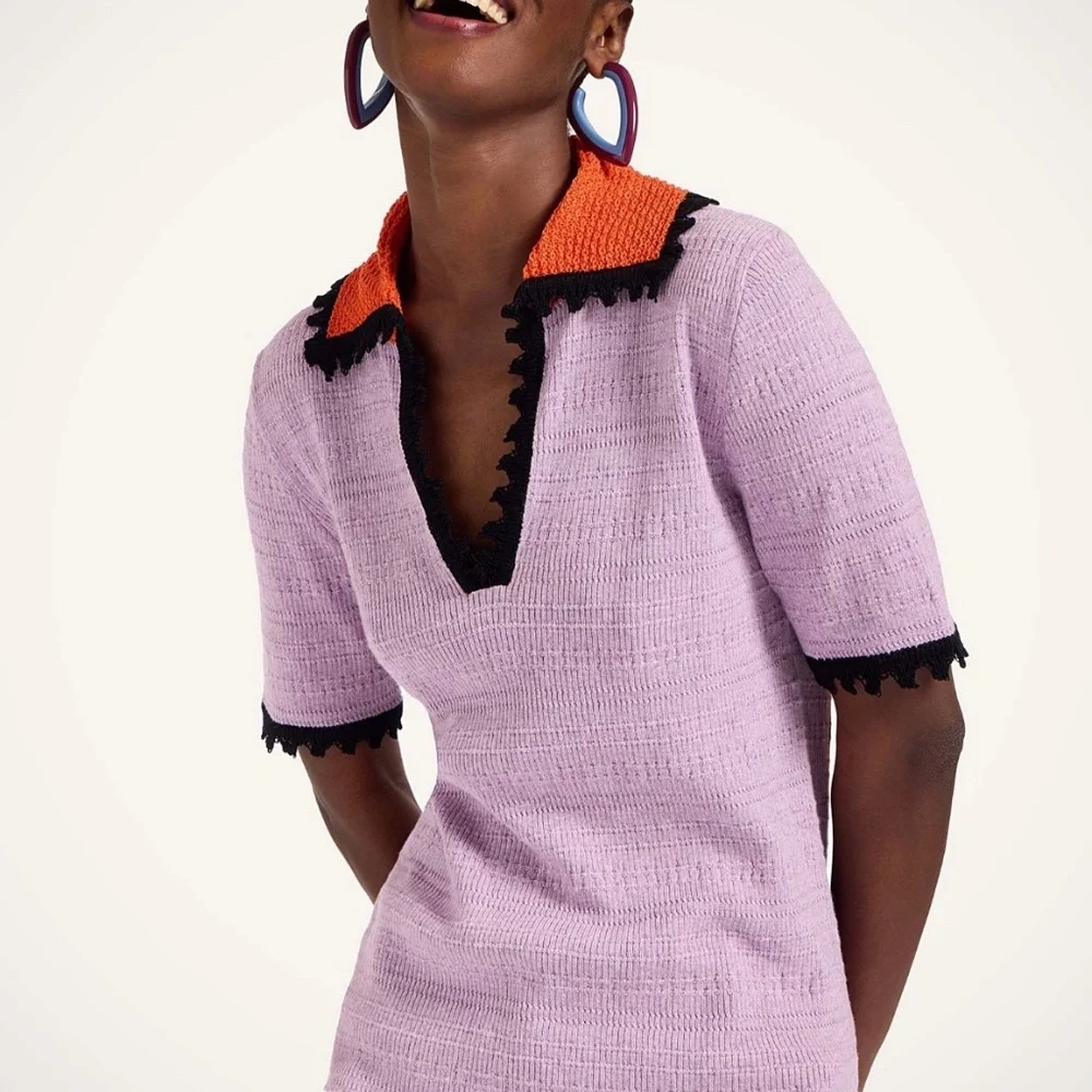 LA DoubleJ Lilac and Orange Knit Top - Picture 1 of 4